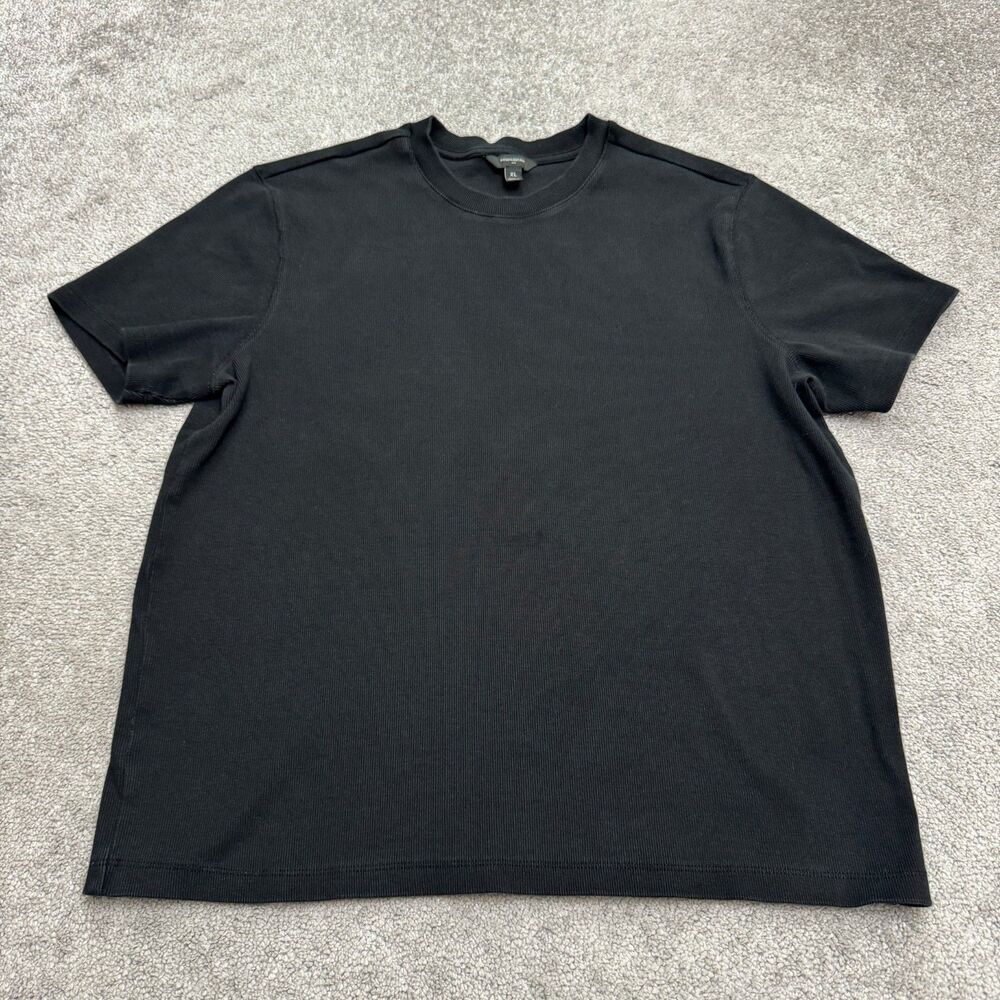 Banana Republic Ribbed Knit Basic T-Shirt Mens XL Black Short Sleeve Crew Tee